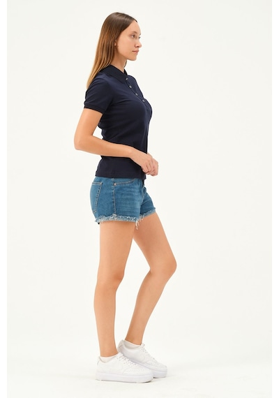 Msw Kadın Kısa Kollu Regular Fit Polo Yaka T-shirt Lacivert