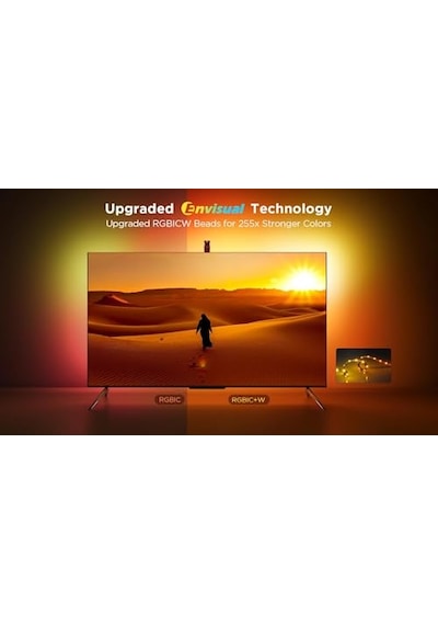 Govee Envisual Led 3 Lite Tv Arkası Led Şerit Ambiyans Aydınlatma Tv Renk Senkronizasyonu 75-85 İnc Tv'ler İle Uyumludur Enerji Sınıfı A
