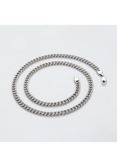 Platin Kaplama Klasik Gurmet Zincir Kolye / 50 Cm Silver