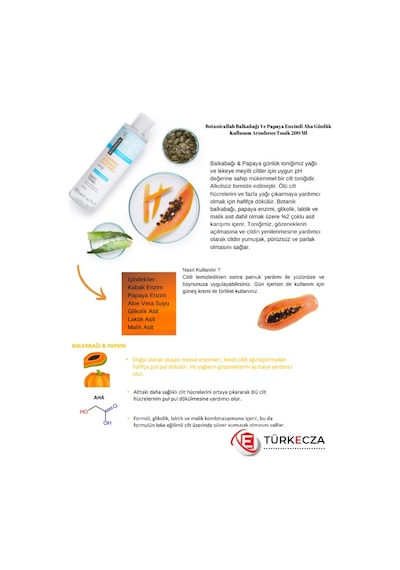 Botanical Lab Balkabağı ve Papaya Aha Tonik 200 ML + Zerdeçal Leke Kontrolü Kil Maskesi 100 ML