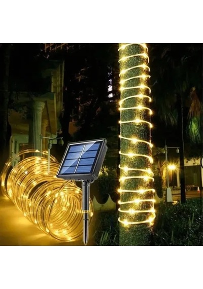10m 100 Led Solar Led Işık Gün Işığı Şeffaf Kablolu Beyaz