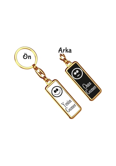 Kişiye Özel 1 Dargın 1 Barışık Emoji Anahtarlık 7 Altın