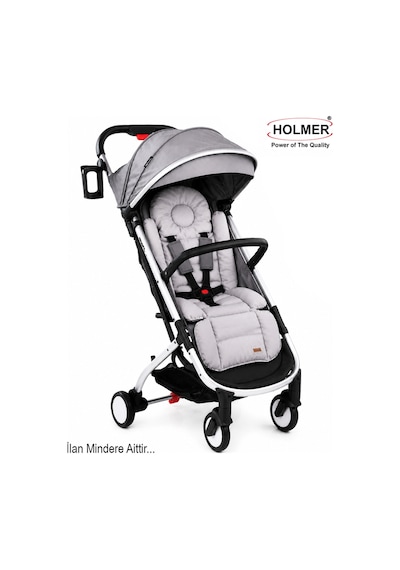 Holmer Deluxe Organik Pamuklu Ortapedik Bel Destekli Bebek Arabası Minderi Gri