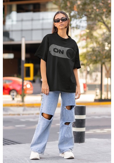 Gym Mode On Bodybuilding Fitness Sırt Baskılı Unisex Oversize Spo Siyah