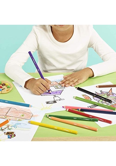 Kids -üç Kenarlı-yumuşak Boyama Kalemi 6 2 Mm 8-çeşitli Renklerde Kartonetuı Her Biri 8 Adet -dahil Kalemtraş Çok Renkli
