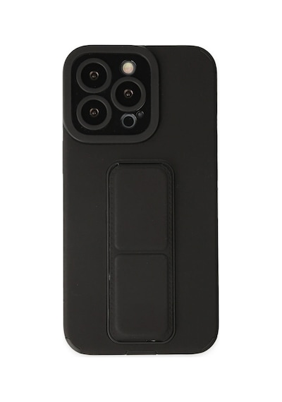 Newface - 8 - Apple iPhone Uyumlu 14 Pro Kılıf Mega Standlı Silikon - Ece-umay - - Siyah