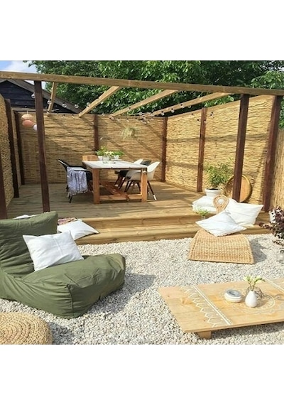 120 Cm X 7 Metre Doğal Bambu Çit Hasır Kamış Bahçe Çiti Balkon Çiti Dekorasyon Gölgelik Çit