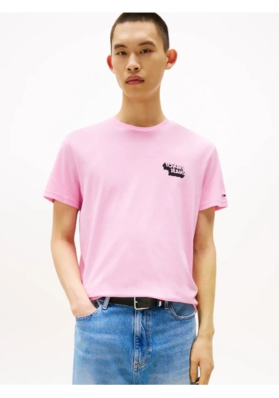 Tommy Hilfiger Tjm Slım Stack Logo, U06 Pembe Erkek T-shirt