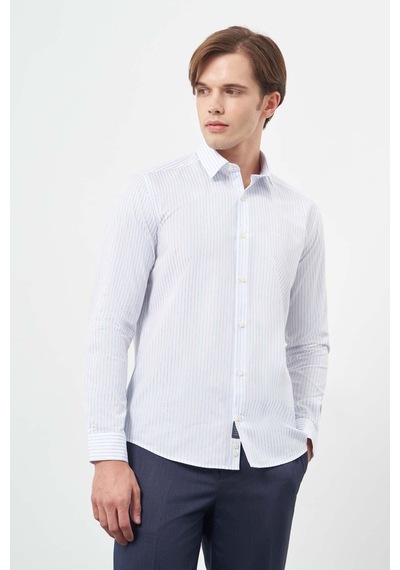 İmza Beyaz Uzun Kol Çizgili Desen Bez Ayağı Sert Yaka Cepsiz %100 Pamuk Classic Slim Fit Gömlek 1004245209 Beyaz İmza Beyaz Uzun Kol Çizgili Desen Bez Ayağı Sert Yaka Cepsiz %100 Pamuk Classic Slim Fit Gömlek 1004245209 Beyaz