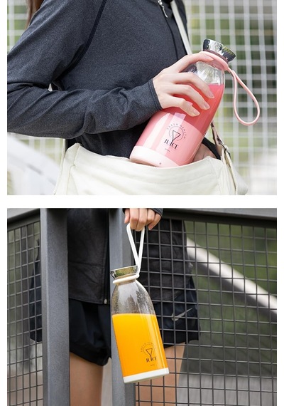 Smoothie Blender Taşınabilir Şarjlı Kişisel Mini Meyve Karıştırıcı 500 Ml Pembe