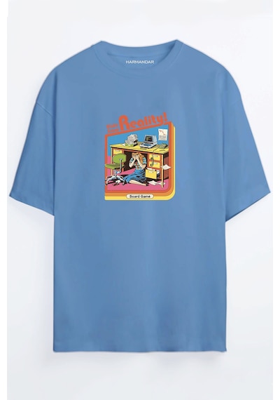 Hide From Reality Siyah - Beyaz Oversize T-shirt Mavi