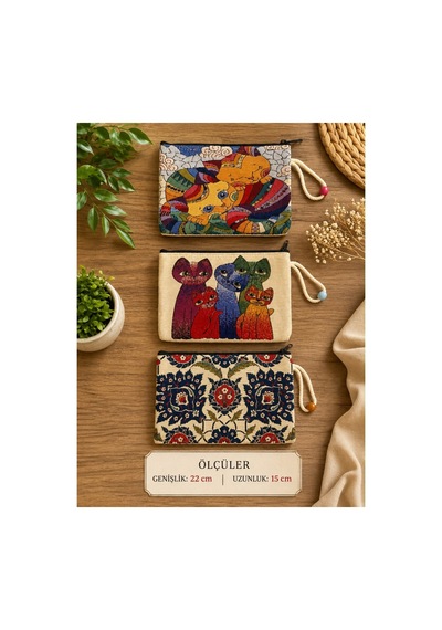 Badufa Home Goblen Dokuma Bez Çanta Bej Bej