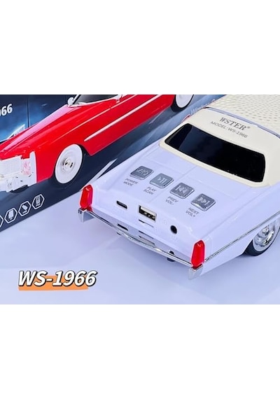 Kablosuz Hoparlör Bluetooth 1966 Cadillac Görünümlü Bluetooth Klasik Araba Hoparlör Ve Fm Radyo Ofis Ev İçin Usb Sd Aux Girişli Kablosuz Speaker Ws-1966 Beyaz