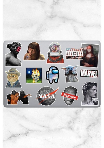 Aesthetic Temalı Laptop Notebook Tablet Sticker Seti 14 Adet Diğer