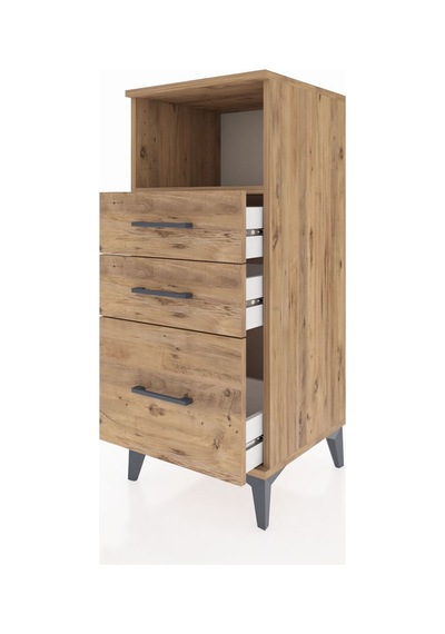 Hyperion Komodin Tek Raflı 3 Çekmeceli 44x44x106 Çam-çam Çam