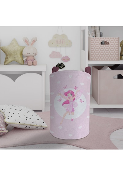 Mekta Home Bebek Ve Çocuk Odası Uçan Peri Kızı Ve Kalp Desenli Oyuncak Sepeti Renkli Çok Renkli