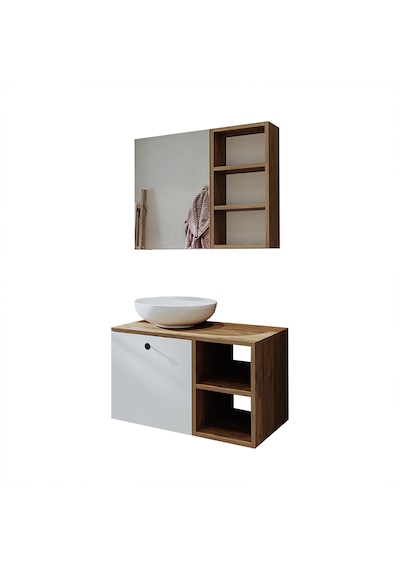 Lotus Lavabolu Mdf 75 Cm Çekmeceli Banyo Dolabı + Aynalı Üst Dlp Atlantik Çam - Beyaz Lotus Lavabolu Mdf 75 Cm Çekmeceli Banyo Dolabı + Aynalı Üst Dlp Atlantik Çam - Beyaz