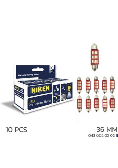 Niken 12 - 24 Volt 36 Mm Sofit Beyaz 12 Ledli Ampul Takımı - 10'lu Paket