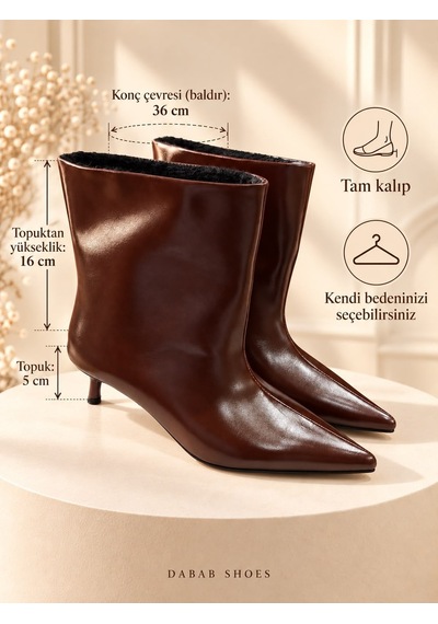 Dabab Shoes Derın Kadın Acı Kahve İçi Kürklü Sivri Burun Ön Dikiş Detaylı 5 Cm İnce Topuklu Orta Konç Bot Bootie Kahverengi Dabab Shoes Derın Kadın Acı Kahve İçi Kürklü Sivri Burun Ön Dikiş Detaylı 5 Cm İnce Topuklu Orta Konç Bot Bootie Kahverengi