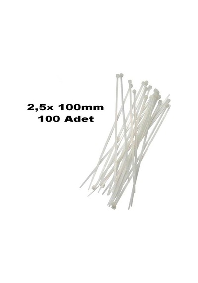 10 Cm Beyaz Kablo Bağı Plastik Kelepçe Cırt Kelepçe 2,5x100mm 100 Adet