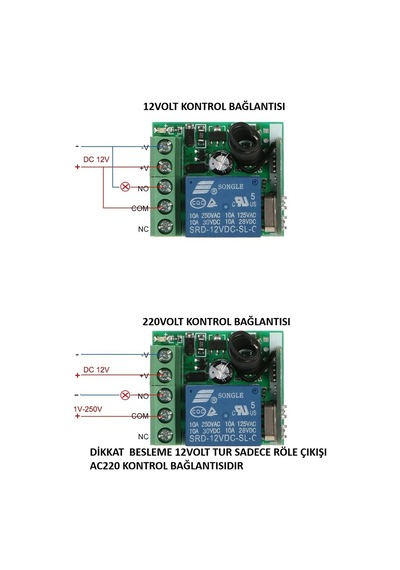 1 Kanal Dc12v 10a Röle + 2 Adet 2 Kanal Rf Uzaktan Kumanda 433mhz