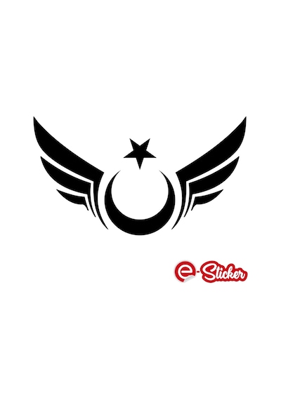Kanatlı Ay Yıldız Sticker Oto Cam Sticker (454313601)