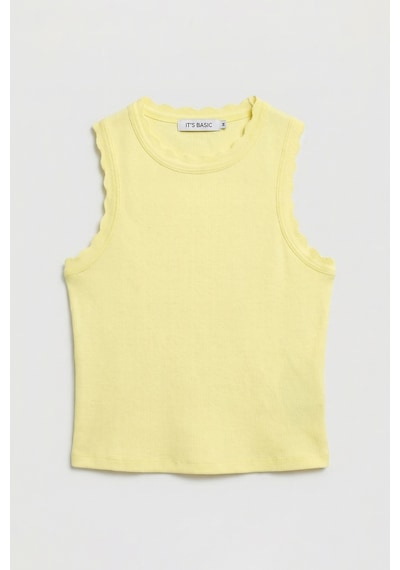 Kadın Sarı S6-108 Crop İnce Yazlık Triko Body