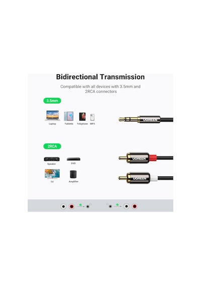 Rca 3.5mm Aux Ses Kablosu, 5 Metre Belirtilmemiş