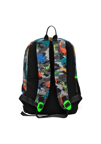 Coral High Kids Siyah Gri Dinozor Desenli Usb'li 3 Lü Okul Çanta Seti Set0123844