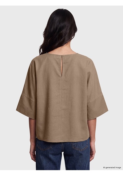 Lcw Vision Kahverengi Bisiklet Yaka Oversize Bluz