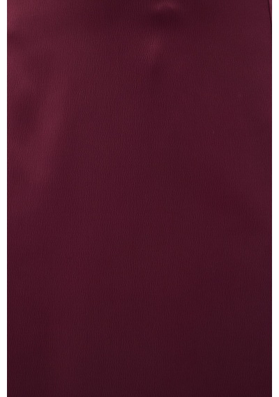 Sateen Yırtmaçlı Saten Etek - Mürdüm-136724 Mürdüm