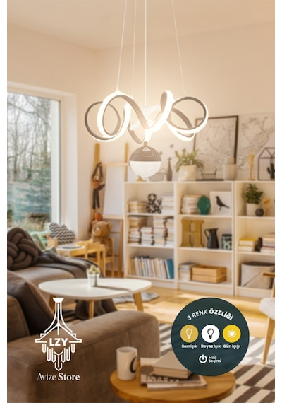 Venezia Siyah Modern Sarkıt Led Avize Beyaz Işık Salon Mutfak Oda Hol Ledli Avize