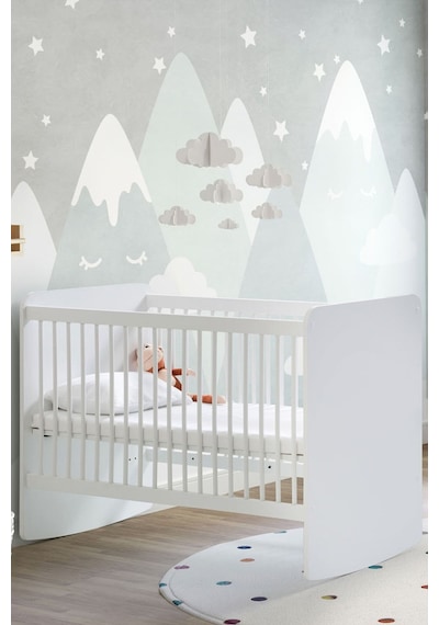 BW1020 - Sallanır Sabitlenir Pratik Kademeli Bebek Beşik Beyaz 60x120 Beyaz
