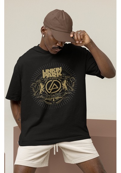 Sevbano Tasarım Linkin Park Rock Metal Müzik Grubu Baskılı Unisex Oversiz Siyah