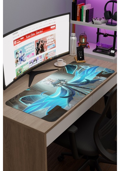 Neuvillette Genshin Impact Anime Gacha V4 - 90x40 Xxl Gaming Mouse Pad Fare Altlığı