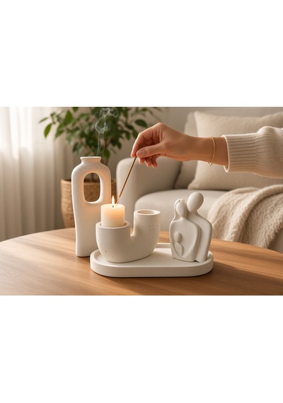 Nakkaş Home Dekoratif Mum Ve Tütsülük Obje - M9 Modeli Beyaz