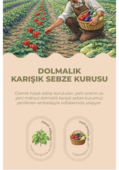Karışık Dolmalık Kurutulmuş Kabak-patlıcan-tatlı Biber 1 Paket 23-25 Adet