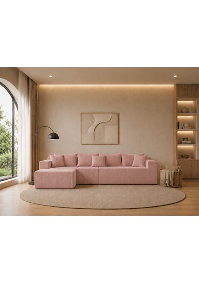 Nessa2 Fitilli Kadife Modüler Köşe Koltuk Pembe Nessa2 Fitilli Kadife Modüler Köşe Koltuk Pembe