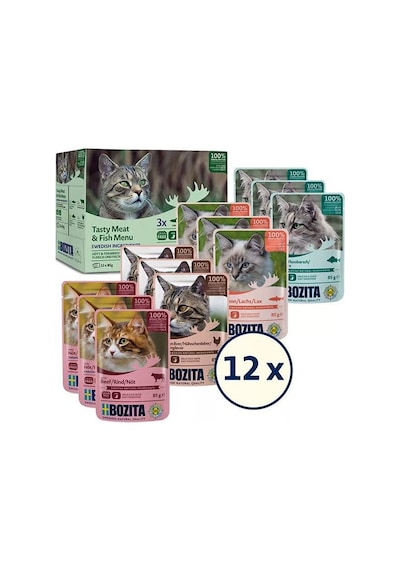 Bozita Jöle İçinde Balık Ve Etli Kedi Konservesi Multibox 12x85 Gr