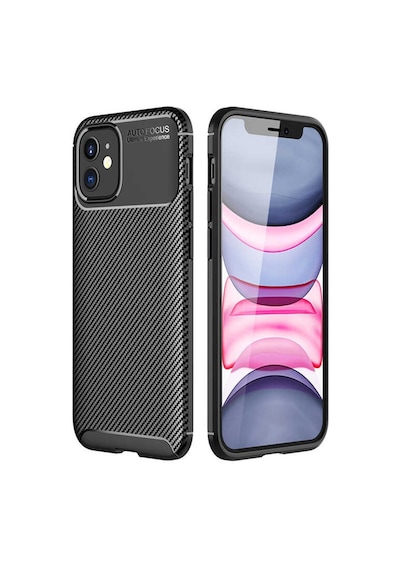 Apple Uyumlu  iPhone 12 Pro Kilif Tam Koruma Karbon Tasarim Silikon 448728797