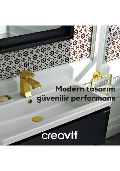 Creavit Lavabo Sifon Başlığı Pop-up Taşmasız Altın