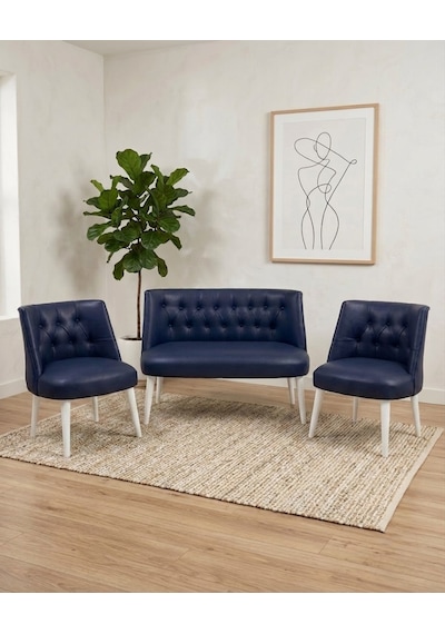 Milano 2+1+1 Deri Çay Seti Koltuk Takımı Ofis Bekleme Takımı Beyaz Ahşap Ayaklı - Lacivert Milano 2+1+1 Deri Çay Seti Koltuk Takımı Ofis Bekleme Takımı Beyaz Ahşap Ayaklı - Lacivert