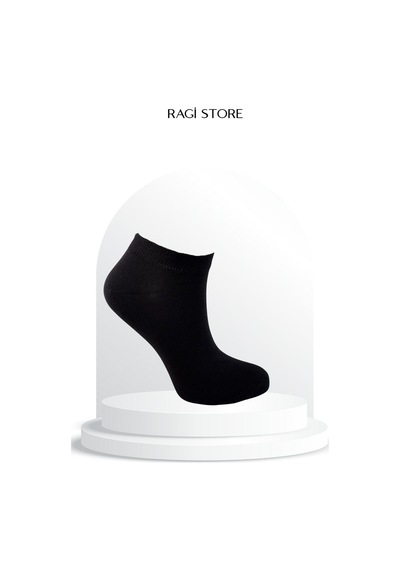 Ragi Store 5'li Dikişsiz Düz Penye Siyah Kadın Patik Çorap Siyah