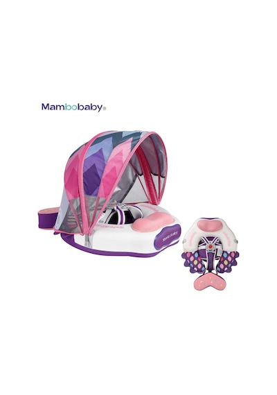 Mambobaby Yüzme Simidi - Pink Colorfish, Emniyetl Gölgelikli Ve Ayak Destekli