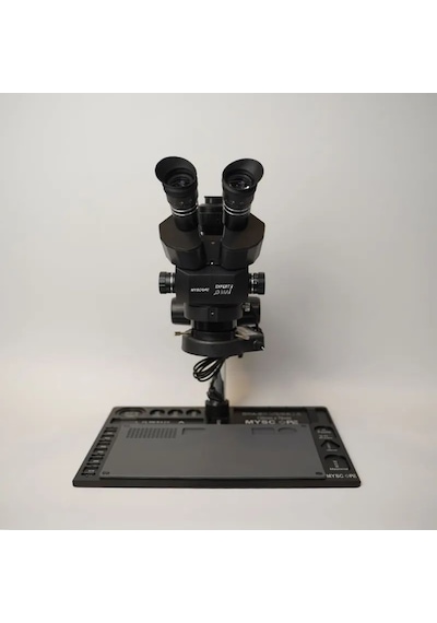 Myscope Td-7s Kamera Yuvalı Profesyonel Trioküler Siyah Kafa Tamir Mikroskobu Siyah Çalışma Tablası My-7s