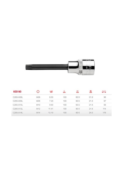 Ceta Form M14 Xzn Uçlu Uzun 1/2 Lokma C28s-x14l
