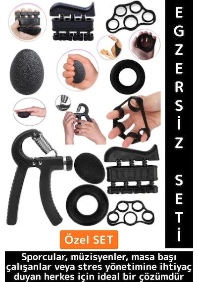 Ev Ofis Fizyoterapi  Yönetimi Antrenman El Parmak Güçlendirici Egzersiz 5 Parça Premium Set Çok Renkli