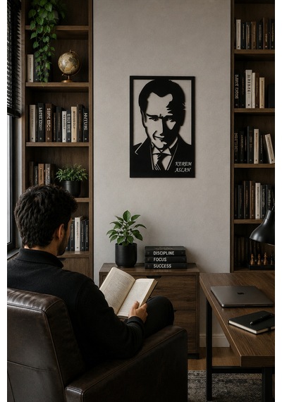 Lucenda Kişiye Özel Atatürk Silüet Led Işıklı Dekoratif Duvar Tablosu İsim Yazılı Modern Tablo Siyah - 905604841 Siyah