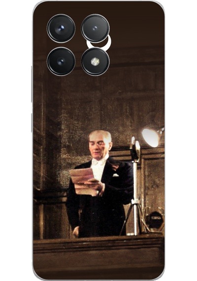 Poco F6 Pro Uyumlu Atatürk İlk Meclis Konuşması Baskılı Silikon Kılıf Renkli