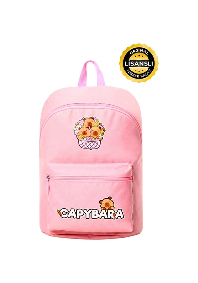 Capybara Orijinal Lisanslı Çocuk Okul Çantası Su Geçirmez Pembe